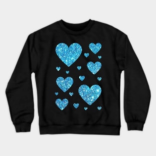 Light Blue Faux Glitter Hearts Crewneck Sweatshirt